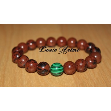 Bracelet d'Obsidienne Mahogany et Malachite