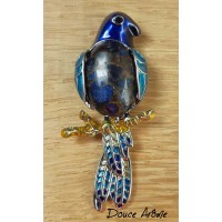 Broche Perroquet en Lapis Lazuli