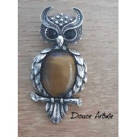 Broche Hibou en Oeil du Tigre