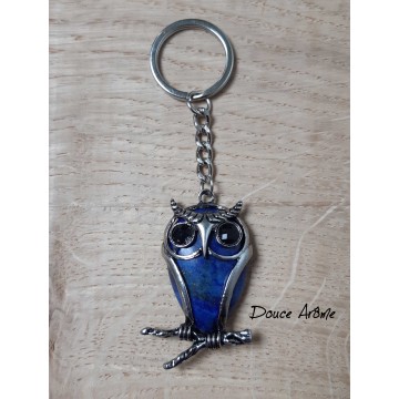 Porte-clé chouette / hibou en Lapis-Lazuli