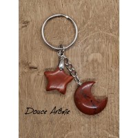 Porte-clé Lune & Etoile en Jaspe rouge