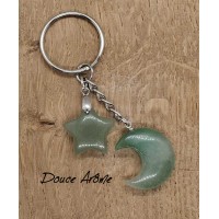 Porte-clé Lune & Etoile en Aventurine
