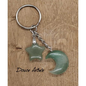 Porte-clé Lune & Etoile en Aventurine