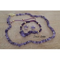 Parure Eclats de pierres d'Améthyste