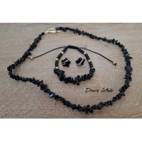Parure Eclats de pierres d'Obsidienne noire