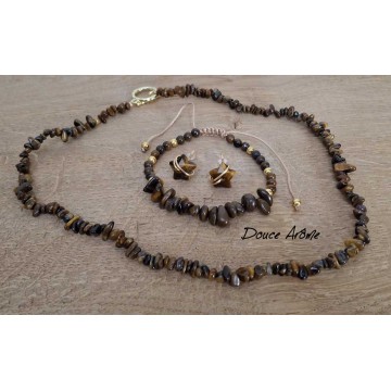 Parure Eclats de pierres d'Oeil du Tigre